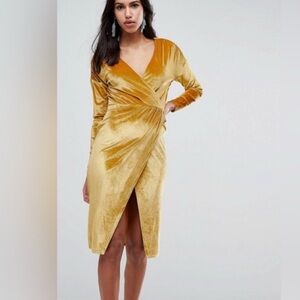 ASOS Gold Velvet Midi Dress